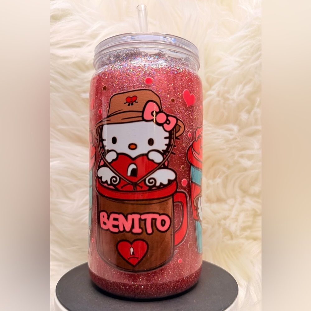 Hello Kitty Glitter Tumbler with Straw